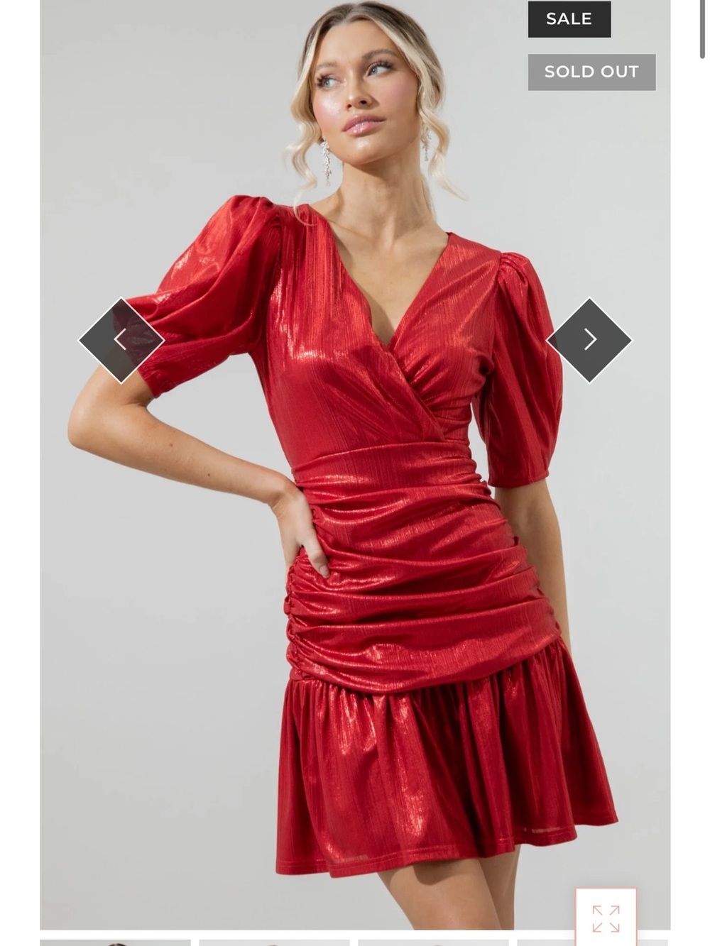 SUGARLIPS Tabby Metallic Ribbed Ruched Mini Mermaid Dress| medium